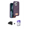 MARSİLYAN™- iPhone 15 Pro Kılıf Vadi Klasik Serisi - Siyah Bilvis 5in1 3D Magic Cam Ekran Koruyucu + Raze Metal Kamera Lens - SH
