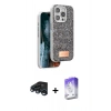 MARSİLYAN™- iPhone 15 Pro Kılıf Vadi Klasik Serisi - Siyah Bilvis 5in1 3D Magic Cam Ekran Koruyucu + Raze Metal Kamera Lens - LT