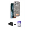 MARSİLYAN™- iPhone 15 Pro Kılıf Vadi Klasik Serisi - Siyah Bilvis 5in1 3D Magic Cam Ekran Koruyucu + Raze Metal Kamera Lens - SH