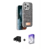 MARSİLYAN™- iPhone 15 Pro Kılıf Vadi Klasik Serisi - Siyah Bilvis 5in1 3D Magic Cam Ekran Koruyucu + Raze Metal Kamera Lens - SH