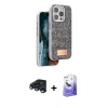 MARSİLYAN™- iPhone 15 Pro Kılıf Vadi Klasik Serisi - Siyah Bilvis 5in1 5D Magic Hayalet Cam Ekran Koruyucu + Raze Metal Kamera Lens - LT
