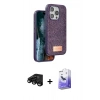 MARSİLYAN™- iPhone 15 Pro Kılıf Vadi Klasik Serisi - Siyah Bilvis 5in1 5D Magic Hayalet Cam Ekran Koruyucu + Raze Metal Kamera Lens - SH