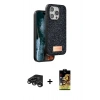 MARSİLYAN™- iPhone 15 Pro Kılıf Vadi Klasik Serisi - Siyah Buffer Cam Ekran Koruyucu + Raze Metal Kamera Lens - TMGI
