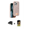 MARSİLYAN™- iPhone 15 Pro Kılıf Vadi Klasik Serisi - Siyah Buffer Cam Ekran Koruyucu + Raze Metal Kamera Lens - GS
