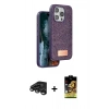 MARSİLYAN™- iPhone 15 Pro Kılıf Vadi Klasik Serisi - Siyah Buffer Cam Ekran Koruyucu + Raze Metal Kamera Lens - TMGI