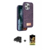 MARSİLYAN™- iPhone 15 Pro Kılıf Vadi Klasik Serisi - Siyah Buffer Cam Ekran Koruyucu + Raze Metal Kamera Lens - GS