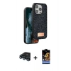MARSİLYAN™- iPhone 15 Pro Kılıf Vadi Klasik Serisi - Siyah Buffer Hayalet Cam Ekran Koruyucu + Raze Metal Kamera Lens - LT