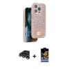 MARSİLYAN™- iPhone 15 Pro Kılıf Vadi Klasik Serisi - Siyah Buffer Hayalet Cam Ekran Koruyucu + Raze Metal Kamera Lens - GS