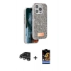 MARSİLYAN™- iPhone 15 Pro Kılıf Vadi Klasik Serisi - Siyah Buffer Hayalet Cam Ekran Koruyucu + Raze Metal Kamera Lens - GS