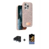 MARSİLYAN™- iPhone 15 Pro Kılıf Vadi Klasik Serisi - Siyah Buffer Hayalet Cam Ekran Koruyucu + Raze Metal Kamera Lens - LT
