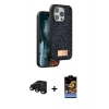 MARSİLYAN™- iPhone 15 Pro Kılıf Vadi Klasik Serisi - Siyah Buffer Hayalet Cam Ekran Koruyucu + Raze Metal Kamera Lens - SH