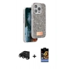 MARSİLYAN™- iPhone 15 Pro Kılıf Vadi Klasik Serisi - Siyah Buffer Hayalet Cam Ekran Koruyucu + Raze Metal Kamera Lens - SH