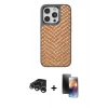 MARSİLYAN™- iPhone 15 Pro Kılıf Vadi Özel Seri - Siyah 3D Antistatik Mat Seramik Nano Ekran Koruyucu + Gümüş Raze Metal Kamera Lens