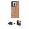 MARSİLYAN™- iPhone 15 Pro Kılıf Vadi Özel Seri - Siyah 3D Antistatik Mat Seramik Nano Ekran Koruyucu + Titanyum Gri Raze Metal Kamera Lens