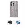MARSİLYAN™- iPhone 15 Pro Kılıf Vadi Özel Seri - Siyah 3D Antistatik Seramik Nano Ekran Koruyucu + Raze Metal Kamera Lens - LT