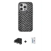MARSİLYAN™- iPhone 15 Pro Kılıf Vadi Özel Seri - Siyah Bilvis 0.18mm Plus Cam Ekran Koruyucu + Raze Metal Kamera Lens - TMGI