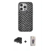 MARSİLYAN™- iPhone 15 Pro Kılıf Vadi Özel Seri - Siyah Bilvis 3D Cam Ekran Koruyucu + Raze Metal Kamera Lens - GS