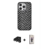 MARSİLYAN™- iPhone 15 Pro Kılıf Vadi Özel Seri - Siyah Bilvis 3D Cam Ekran Koruyucu + Raze Metal Kamera Lens - TMGI