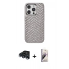 MARSİLYAN™- iPhone 15 Pro Kılıf Vadi Özel Seri - Siyah Bilvis 3D Mat Cam Ekran Koruyucu + Raze Metal Kamera Lens - LT
