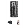 MARSİLYAN™- iPhone 15 Pro Kılıf Vadi Özel Seri - Siyah Bilvis 3D Mat Cam Ekran Koruyucu + Raze Metal Kamera Lens - LT
