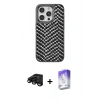 MARSİLYAN™- iPhone 15 Pro Kılıf Vadi Özel Seri - Siyah Bilvis 5in1 3D Magic Cam Ekran Koruyucu + Raze Metal Kamera Lens - SH