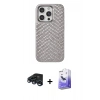 MARSİLYAN™- iPhone 15 Pro Kılıf Vadi Özel Seri - Siyah Bilvis 5in1 5D Magic Hayalet Cam Ekran Koruyucu + Raze Metal Kamera Lens - LT