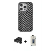 MARSİLYAN™- iPhone 15 Pro Kılıf Vadi Özel Seri - Siyah Bilvis Hayalet Cam Ekran Koruyucu + Raze Metal Kamera Lens - GS