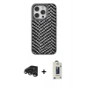 MARSİLYAN™- iPhone 15 Pro Kılıf Vadi Özel Seri - Siyah Bilvis Hayalet Cam Ekran Koruyucu + Raze Metal Kamera Lens - TMGI
