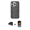 MARSİLYAN™- iPhone 15 Pro Kılıf Vadi Özel Seri - Siyah Buffer Hayalet Cam Ekran Koruyucu + Raze Metal Kamera Lens - GS