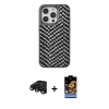 MARSİLYAN™- iPhone 15 Pro Kılıf Vadi Özel Seri - Siyah Buffer Hayalet Cam Ekran Koruyucu + Raze Metal Kamera Lens - SH