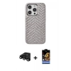 MARSİLYAN™- iPhone 15 Pro Kılıf Vadi Özel Seri - Siyah Buffer Hayalet Cam Ekran Koruyucu + Raze Metal Kamera Lens - SH