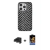 MARSİLYAN™- iPhone 15 Pro Kılıf Vadi Özel Seri - Siyah Buffer Hayalet Cam Ekran Koruyucu + Raze Metal Kamera Lens - TMGI