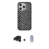 MARSİLYAN™- iPhone 15 Pro Kılıf Vadi Özel Seri - Siyah Joko Magic 5D Cam + Gümüş Raze Metal Kamera Lens