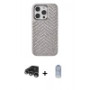 MARSİLYAN™- iPhone 15 Pro Kılıf Vadi Özel Seri - Siyah Joko Magic 5D Cam + Gümüş Raze Metal Kamera Lens