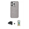 MARSİLYAN™- iPhone 15 Pro Kılıf Vadi Özel Seri - Siyah Polymer Nano Ekran Koruyucu + Raze Metal Kamera Lens - LT