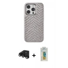 MARSİLYAN™- iPhone 15 Pro Kılıf Vadi Özel Seri - Siyah Polymer Nano Ekran Koruyucu + Raze Metal Kamera Lens - SH