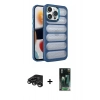 MARSİLYAN™- iPhone 15 Pro Kılıf Yadigar Doku Özel Seri - Şeffaf 360 Full Body Arka Koruyucu + Raze Metal Kamera Lens - TMGI
