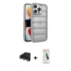 MARSİLYAN™- iPhone 15 Pro Kılıf Yadigar Doku Özel Seri - Şeffaf Pasifik Cam Ekran Koruyucu + Raze Metal Kamera Lens - SH