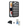 MARSİLYAN™- iPhone 15 Pro Kılıf Yadigar Doku Özel Seri - Şeffaf Royal Nano Ekran Koruyucu + Raze Metal Kamera Lens - LT