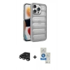 MARSİLYAN™- iPhone 15 Pro Kılıf Yadigar Doku Özel Seri - Şeffaf Royal Nano Ekran Koruyucu + Raze Metal Kamera Lens - TMGI
