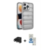 MARSİLYAN™- iPhone 15 Pro Kılıf Yadigar Doku Özel Seri - Şeffaf Royal Nano Ekran Koruyucu + Raze Metal Kamera Lens - SH