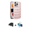 MARSİLYAN™- iPhone 15 Pro Kılıf Yadigar Doku Özel Seri - Siyah 3D Antistatik Cam Ekran Koruyucu + Raze Metal Kamera Lens - GS