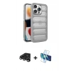 MARSİLYAN™- iPhone 15 Pro Kılıf Yadigar Doku Özel Seri - Siyah 3D Antistatik Cam Ekran Koruyucu + Raze Metal Kamera Lens - TMGI