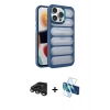 MARSİLYAN™- iPhone 15 Pro Kılıf Yadigar Doku Özel Seri - Siyah 3D Antistatik Cam Ekran Koruyucu + Raze Metal Kamera Lens - TMGI