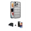 MARSİLYAN™- iPhone 15 Pro Kılıf Yadigar Doku Özel Seri - Siyah 3D Antistatik Mat Seramik Nano Ekran Koruyucu + Raze Metal Kamera Lens - LT