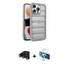 MARSİLYAN™- iPhone 15 Pro Kılıf Yadigar Doku Özel Seri - Siyah 3D Antistatik Seramik Nano Ekran Koruyucu + Raze Metal Kamera Lens - SH