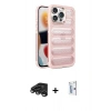 MARSİLYAN™- iPhone 15 Pro Kılıf Yadigar Doku Özel Seri - Siyah Bilvis 0.18mm Plus Cam Ekran Koruyucu + Raze Metal Kamera Lens - TMGI