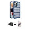 MARSİLYAN™- iPhone 15 Pro Kılıf Yadigar Doku Özel Seri - Siyah Bilvis 3D Mat Cam Ekran Koruyucu + Raze Metal Kamera Lens - TMGI