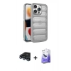 MARSİLYAN™- iPhone 15 Pro Kılıf Yadigar Doku Özel Seri - Siyah Bilvis 5in1 5D Magic Hayalet Cam Ekran Koruyucu + Raze Metal Kamera Lens - LT