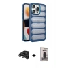 MARSİLYAN™- iPhone 15 Pro Kılıf Yadigar Doku Özel Seri - Siyah Bilvis Hayalet Cam Ekran Koruyucu + Raze Metal Kamera Lens - TMGI